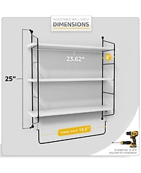 Sorbus 3-Tier Wooden Floating Shelves with Metal Brackets