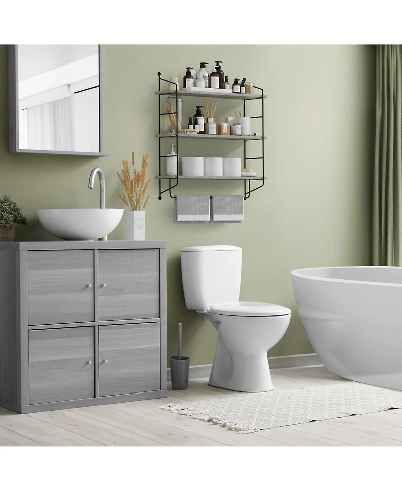 Sorbus 3-Tier Wooden Floating Shelves with Metal Brackets