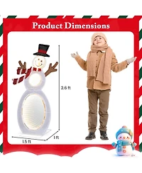 Costway 2.6 Ft Lighted Snowman with 105 Built-in Led Lights Metal Stand Zip Tie Stakes