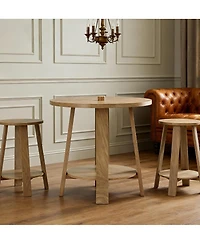 Tribesigns 31.5" Round Dining Table for 2, Small Kitchen Table with Storage Shelf for Apartments, Oak Farmhouse Style