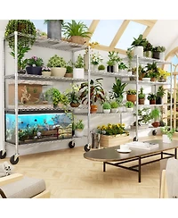 Lovmor 5-Tier 48 in W x 78 in H x 20 in D Height Adjustable Garage Wire Shelving Unit with wheels