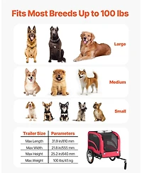 Cozito Heavy-Duty Pet Bike Trailer with Internal Leash, Holds up to 100 lbs