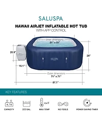 SaluSpa Bestway Hawaii 4 Person Smart AirJet Inflatable Hot Tub with App Control