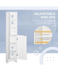 Homcom Bathroom Cabinet Cupboard Shelving Storage Unit w/ Door & 6 Shelves