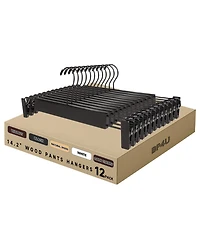 BP4U -Pack Premium Wooden Pants Hangers with Adjustable Clip, Heavy Duty Solid Wood Skirt Bottom for Trousers, Dress Slacks, Dresses