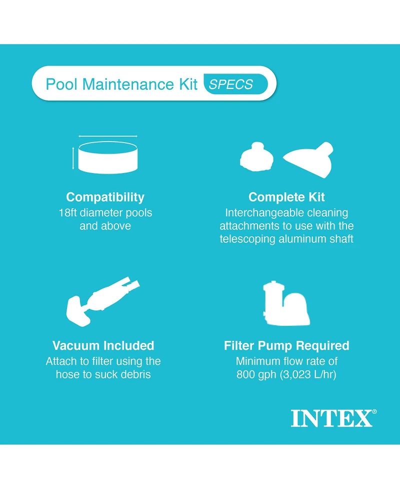 Intex 28003E Deluxe Above Ground Pool Maintenance Kit for 800 Gph