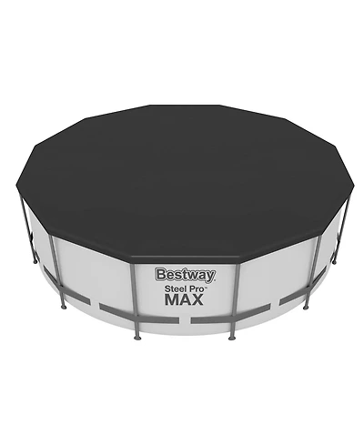 Bestway Flowclear 12 Foot Round Pool Cover w/ Drain Holes for Above Ground Pools
