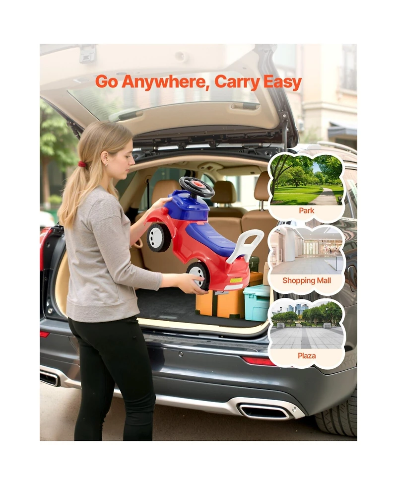 Slickblue Ride On Toddler Push Car, Push Car for Toddler 19 to 36 Months, Kids Ride On Toy with Music & Under-seat Storage