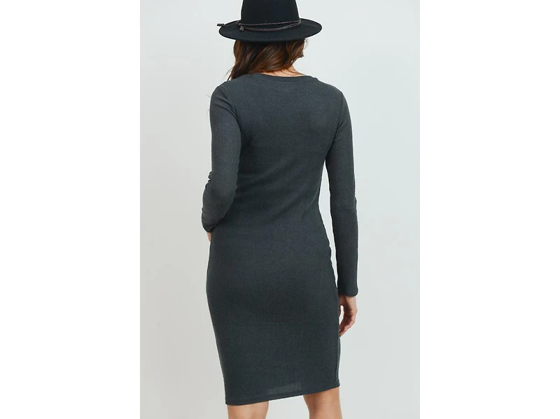 Hello Miz Maternity Ribbed Knit Long Sleeve Dress
