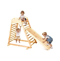 Slickblue Indoor Playground Jungle Gym, 4-in-1 Wooden Indoor Playground Climbing Toys for Kids