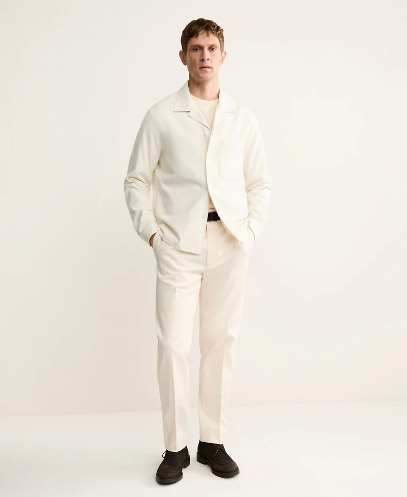 Mango Men's Regular Fit Pleated Cotton Pants