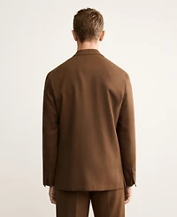 Mango Men's Italian Virgin Wool Flannel Suit Jacket