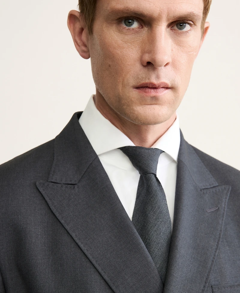 Mango Men's Wool Flannel Double-Breasted Jacket