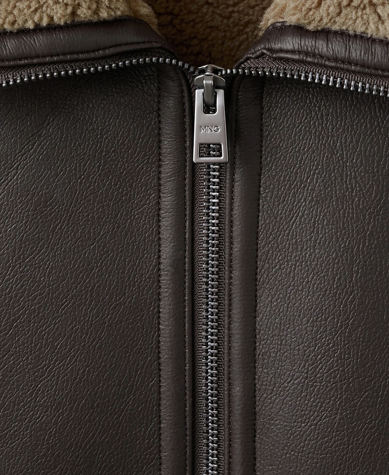 Mango Men's Faux-Leather Fleece Jacket