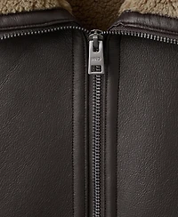Mango Men's Faux-Leather Fleece Jacket