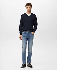 Mango Men's Jan Slim-Fit Faded Dark-Wash Jeans