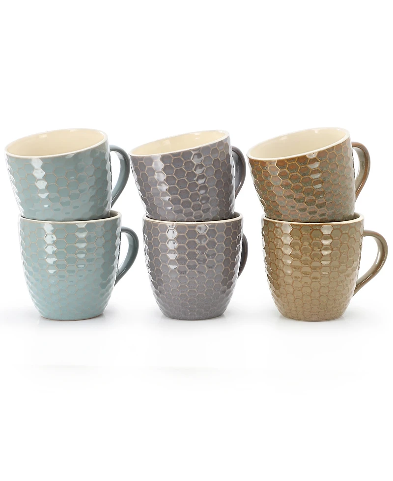 Elama Honeycomb Mugs, Set of 6, Service For 6
