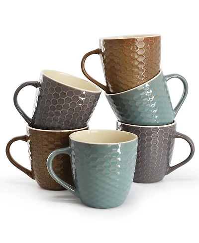 Elama Honeycomb Mugs, Set of 6, Service For 6