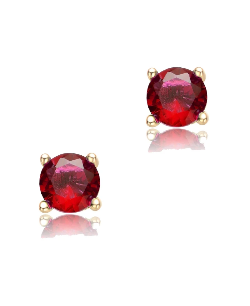 GiGiGirl Adorable 14K Gold Plated Red Cubic Zirconia Stud Earrings for Teens