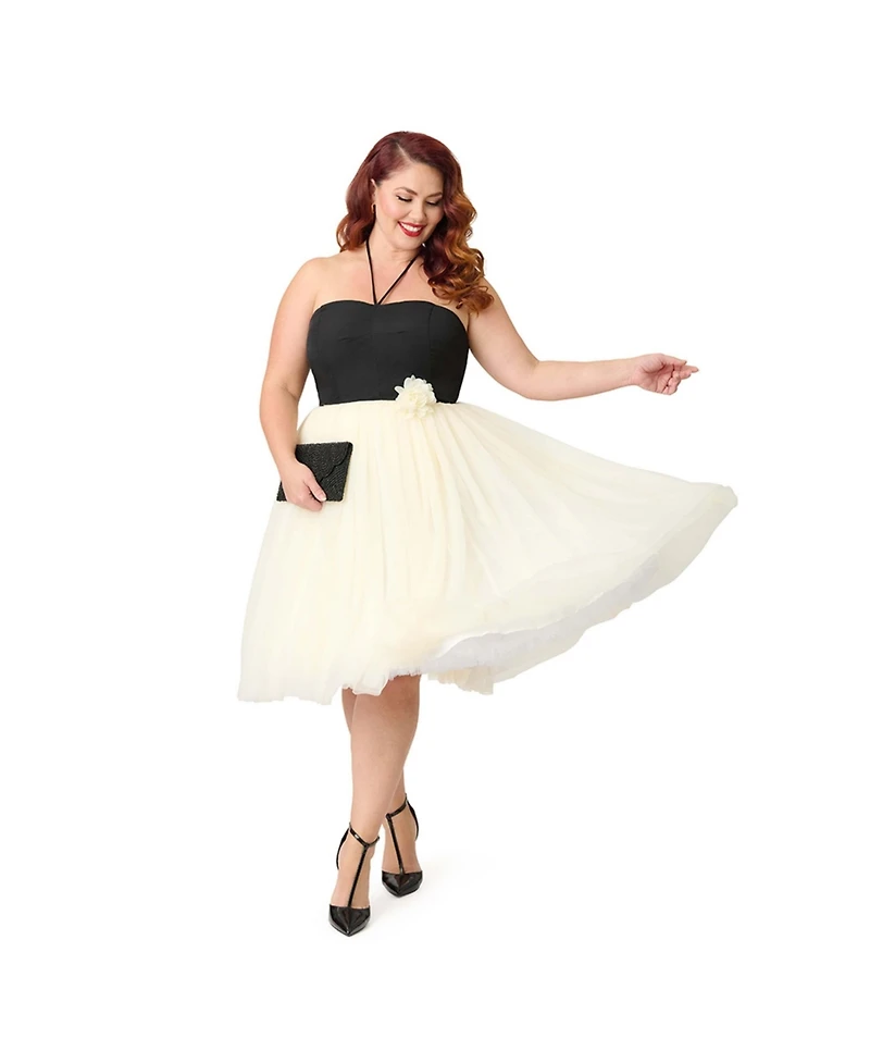 Unique Vintage Plus Sweetheart Halter Swing Dress