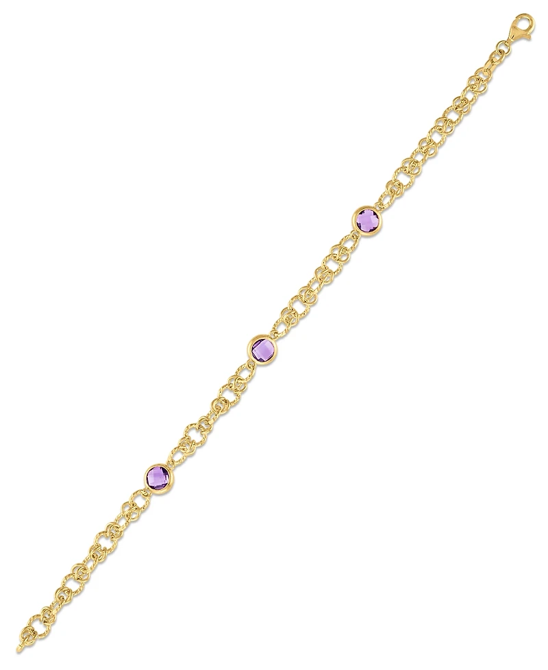 Macy's Amethyst (2-3/8 ct. t.w.) Station Diamond Cut Circle Bracelet 14k Gold Over Sterling Silver (Also Available Citrine and Onyx)