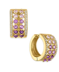 Macy's Multi-Gemstone (2 ct. t.w.) Huggie Hoop Earrings 14k Gold Over Sterling Silver (Also Available Amethyst)
