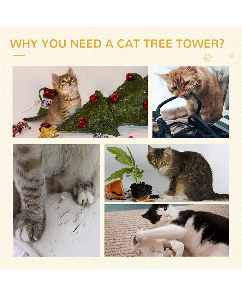 Aostirmotor 40" 5-Level Revolving Stair Cat Tree with Play Center and Resting Perch