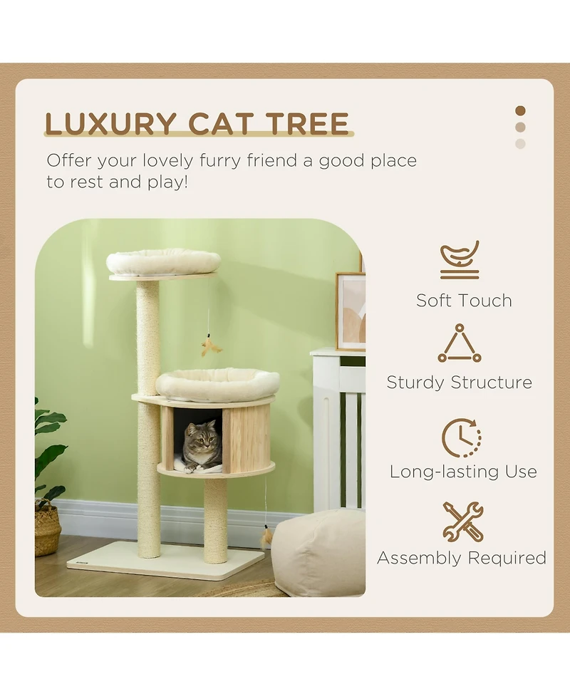 Aostirmotor 3-Level Cat Tree with Sisal Scratching Posts