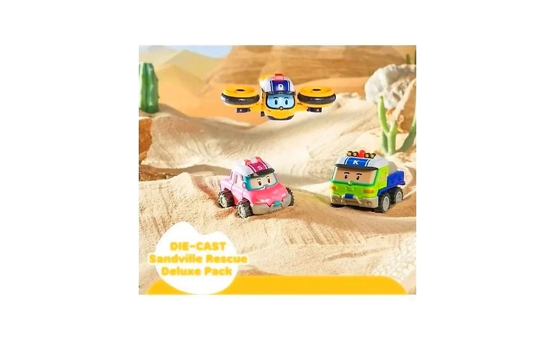 Robocar Poli Die-Cast Rescue Vehicle Set (Droney, Sandy, Keaton) | Perfect Birthday Toy Car Gift for Kids' Role Play & Learning