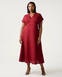 Estelle Plus Arden Contrast Stitch Linen Maxi Dress