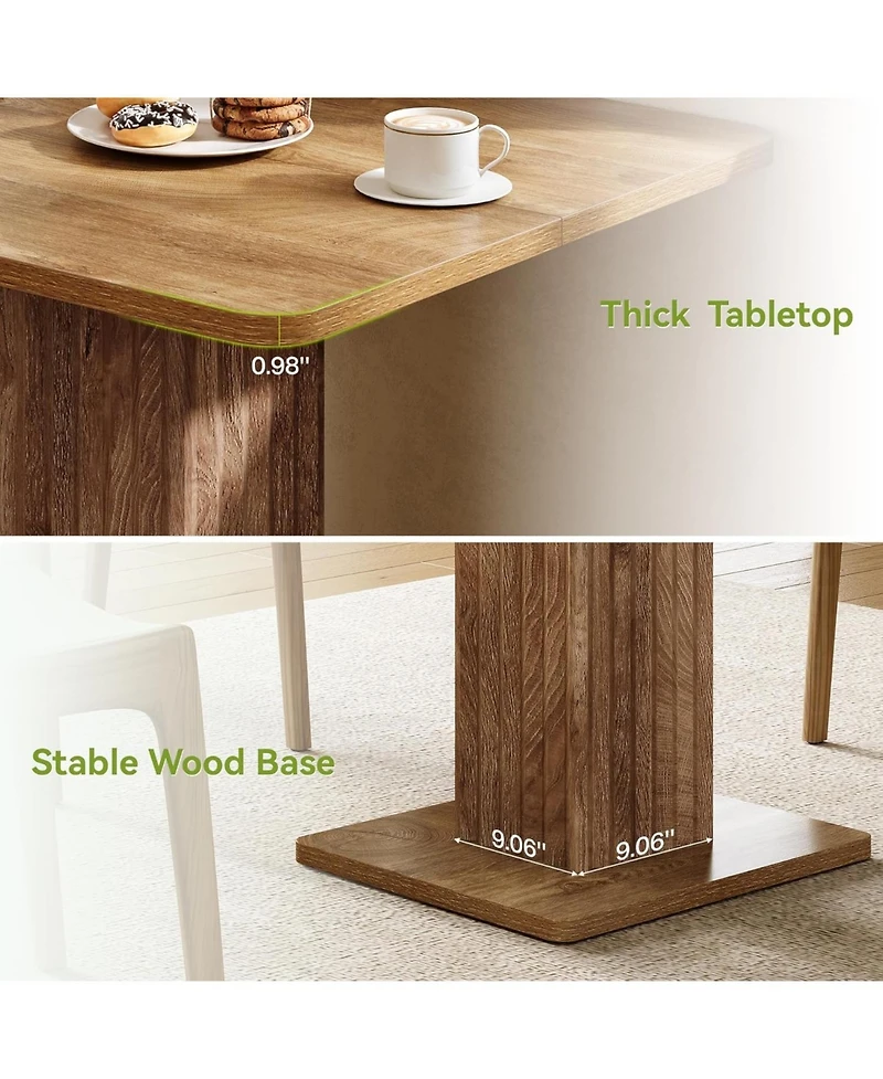 Tribesigns Small Dining Table for 2-4, 35.4" x 31.5" Kitchen Table with Fluted Base, Modern Farmhouse Dinner Table