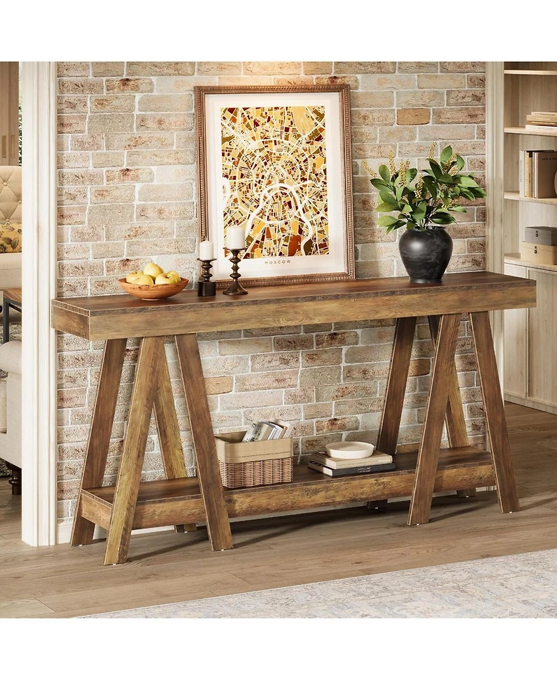 Tribesigns 70.87" Farmhouse Console Table, 2-Tier Entryway Accent Table Behind Sofa for Living Room, Entrance, Foyer
