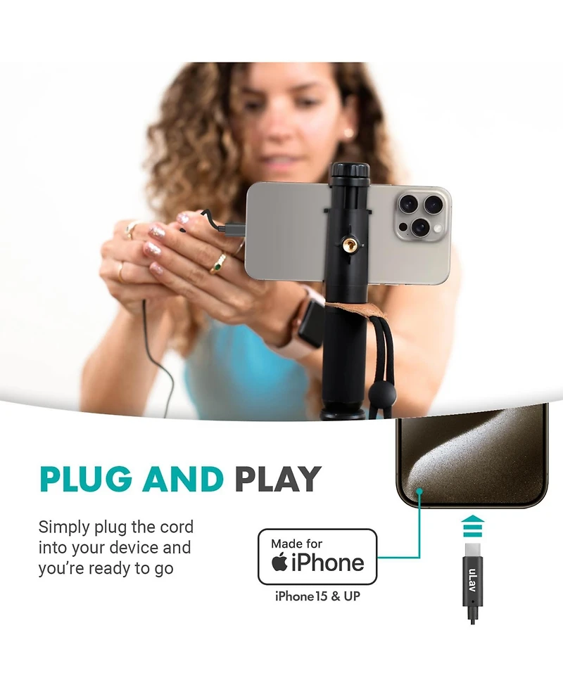 Movo uLav-l-Duo Digital Dual iPhone 15/16 Lavalier Omnidirectional Clip on Microphone (Usb-c)
