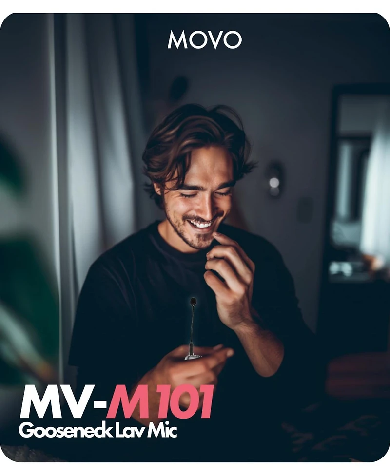 Movo Mv-M101 Gooseneck Omnidirectional Lavalier Microphone- Compatible with Dji Mic/Rode Wireless Go Series Wireless Transmitters