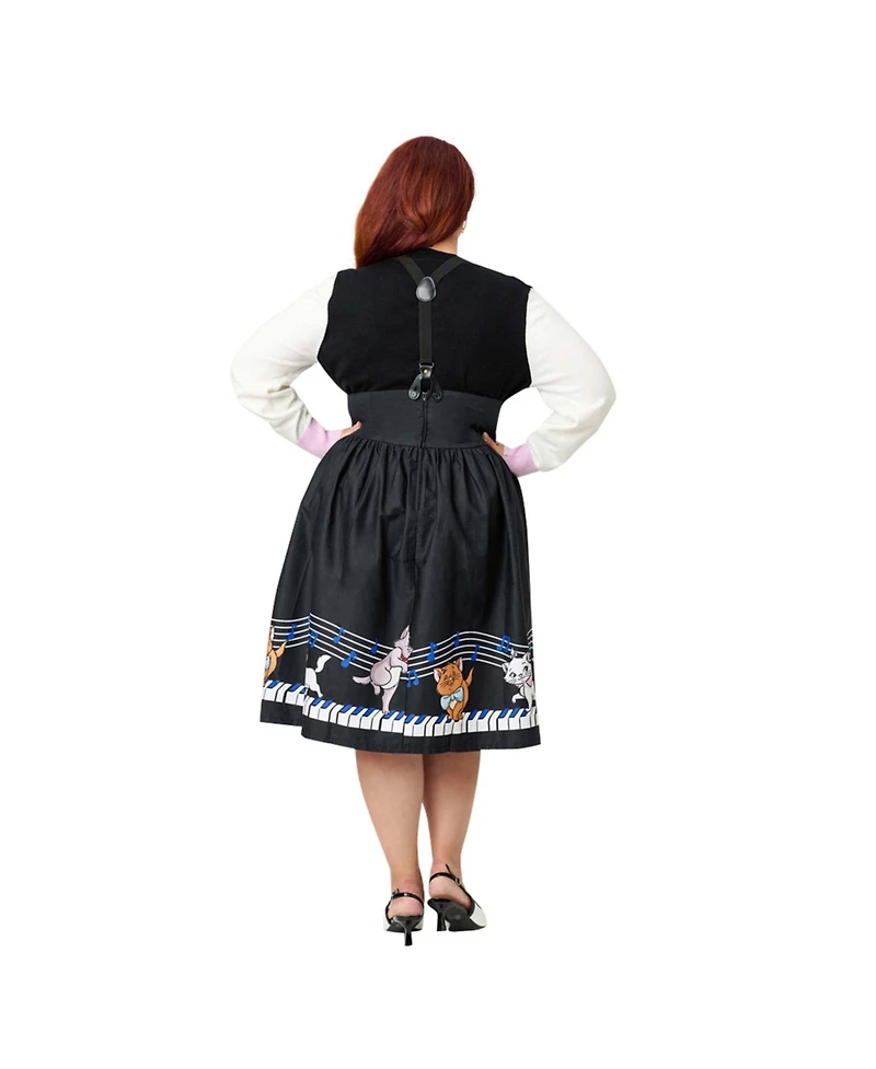 Unique Vintage Plus Suspender Swing Skirt