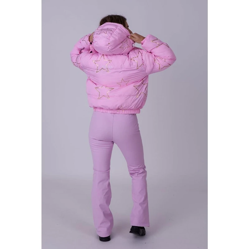 Women's Pink with Stars Chic Puffer Jacket