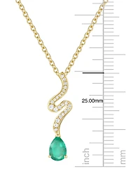 Macy's Emerald (5/8 ct. t.w.) & Diamond (1/6 Pendant Necklace 14k Yellow Gold (Also Available Sapphire Ruby)