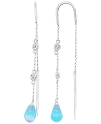 Macy's Sky Blue Topaz & White Sapphire French Euro Wire Dangling Earrings