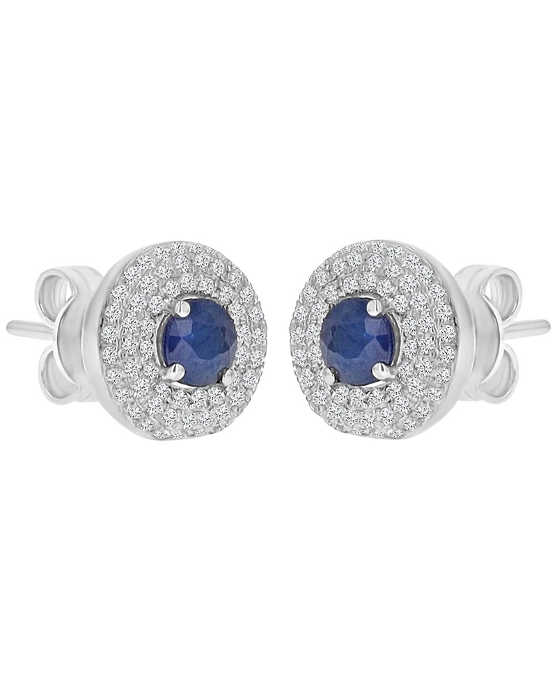 Macy's Sapphire & Diamond Puffy Stud Earrings
