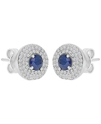 Macy's Sapphire & Diamond Puffy Stud Earrings