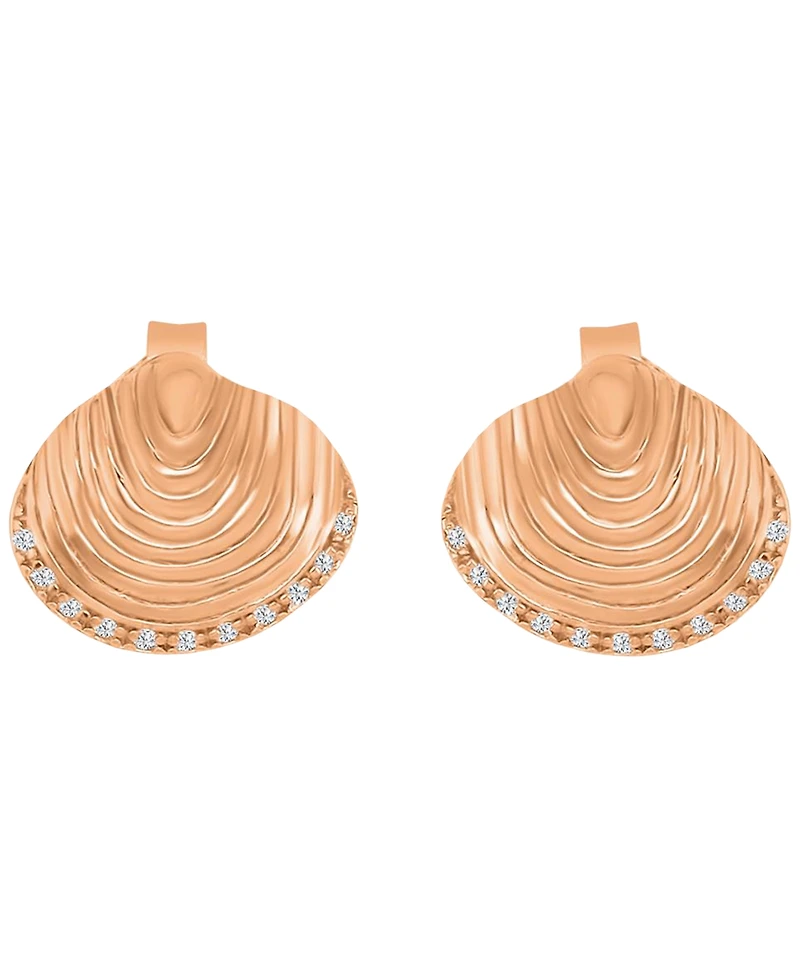 Macy's Diamond Accented Textured Seashell Stud Earrings