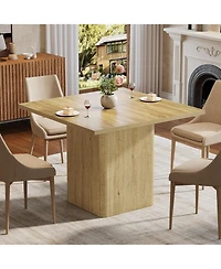 Tribesigns 39-Inch Square Dining Table for 4, Small Fluted Kitchen Table with Pedestal Base, Farmhouse Style, Natural