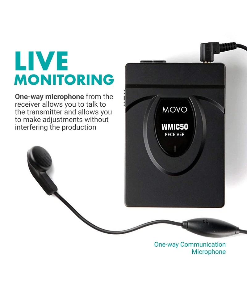 Movo WMIC50 2.4GHz Wireless Lavalier Microphone System for Cameras