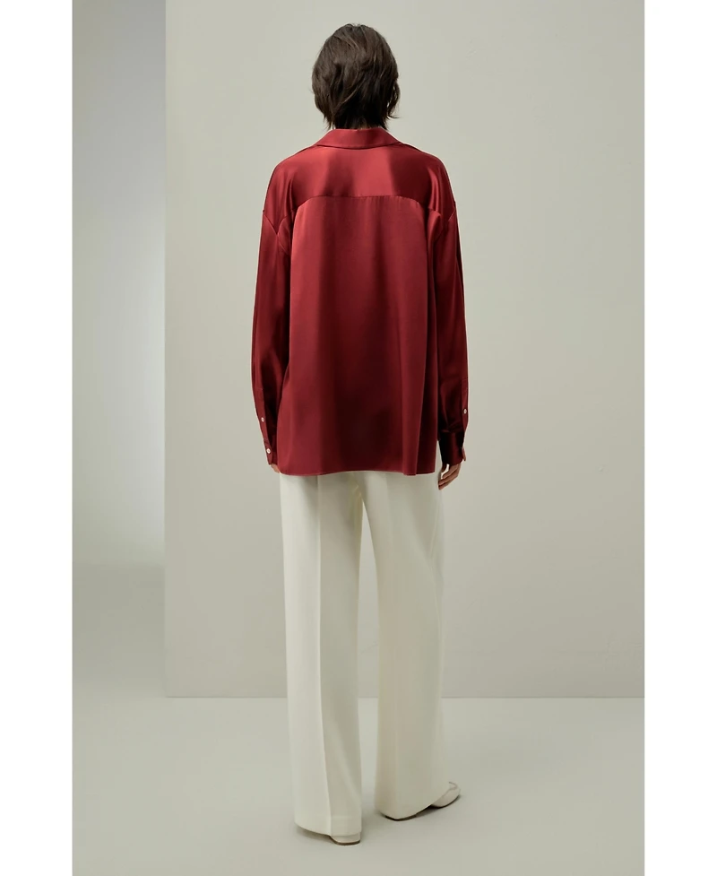 Lilysilk Women's Scarlet Oversize Silk Shirt
