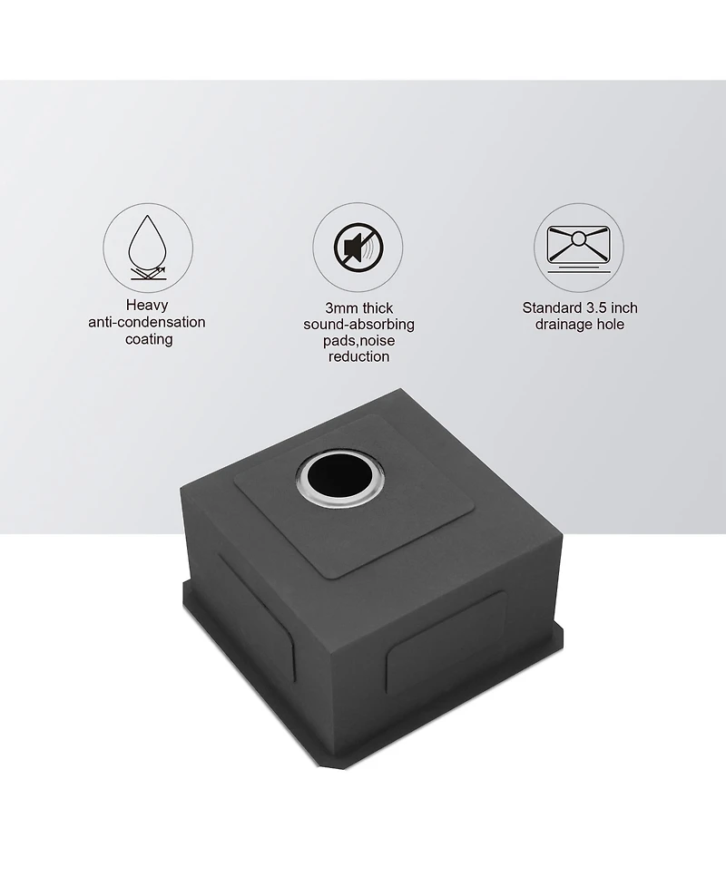 huluwat 13x15x9inch Undermount Kitchen Sink Stainless Steel Single Bowl 16 Gauge Deep Basin