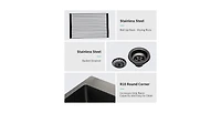 huluwat 30x22x9inch Drop In Kitchen Sink Gunmetal Black Stainless Steel 16 Gauge Topmount