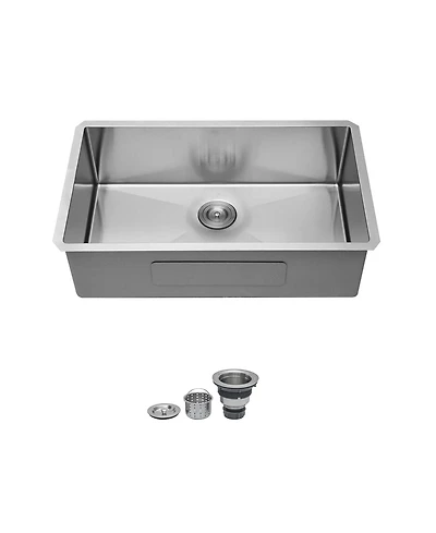 huluwat 30x18x9inch 16 Gauge 304 Stainless Steel Undermount Single Bowl Kitchen Sink with Drain Assembly No Additional Accessories