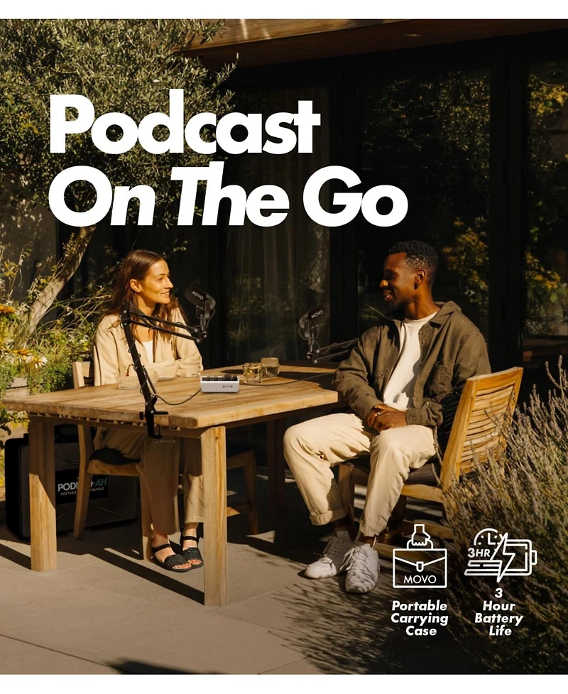 Movo PodPro-ah Portable Podcasting Bundle for 2 for Smartphones and Computers