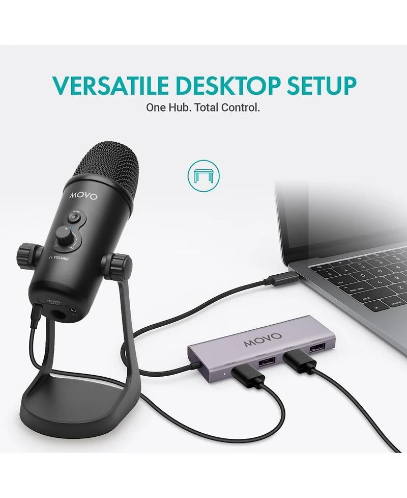 Movo Usb Podcast Equipment Bundle for 2 with Usb Interface with 2 Condenser Microphones