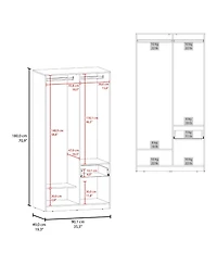Fm Furniture Lugoff Wardrobe with Two Doors and One Drawer, Matt Grey and Natural Oak